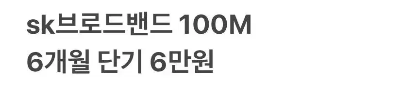 sk브로드밴드 인터넷 100M 6개월 단기 임대